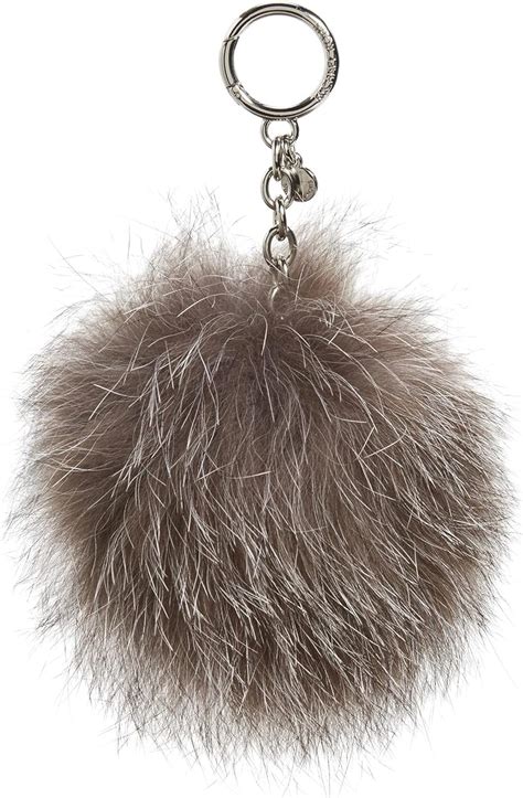 Michael Kors Key Charms Lg Fur Pom Pom Silver 